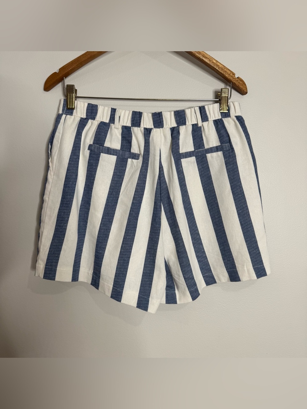 The Workshop Linen Rayon Blue White Striped Vest Top Shorts 2-piece Set Large - Picture 12 of 12